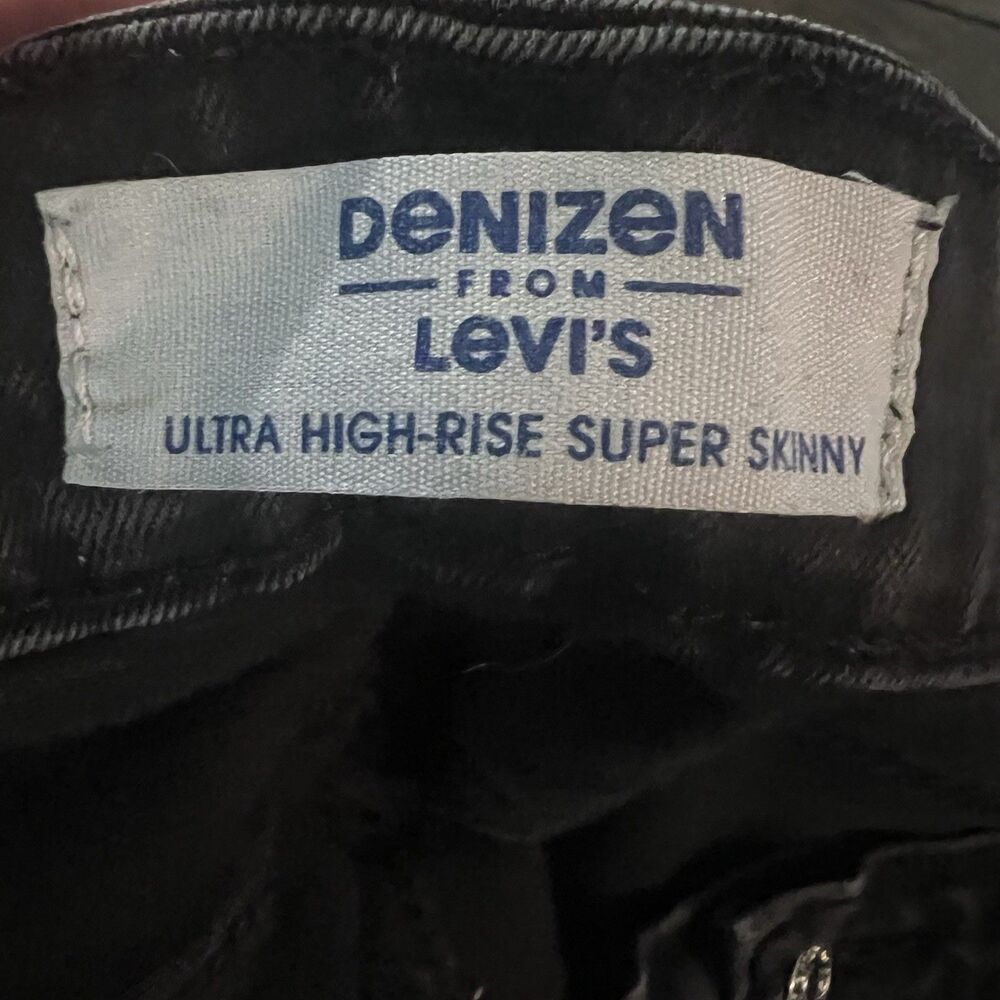 Denizen By Levi's Ultra High Rise Super Skinny Black Denim Jeans Women's 12 - Picture 9 of 11